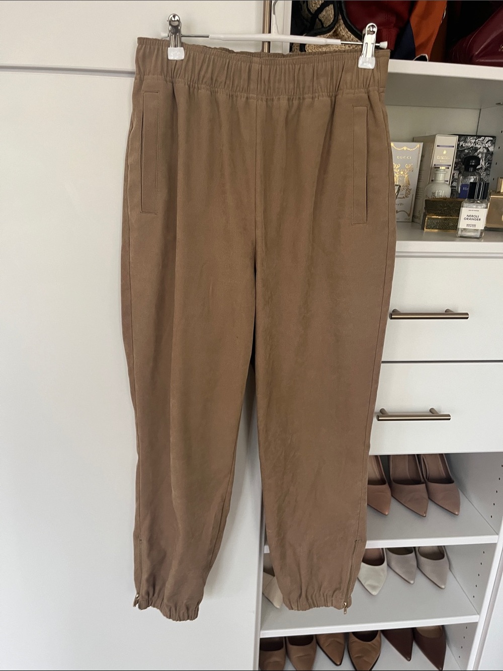 Tan/Taupe Elastic Hem Jogger Pants